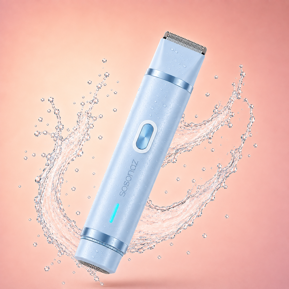 Dual-head Sosonaz shaver bys-store-3276548-403400 with close-up of the electric shaver showing dual blades and ergonomic design