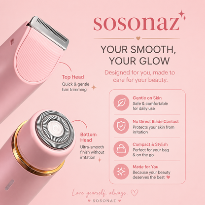 Dual-head Sosonaz shaver bys-store-3276548-403400 with ergonomic handle and two rotating blades for close, comfortable shaving.