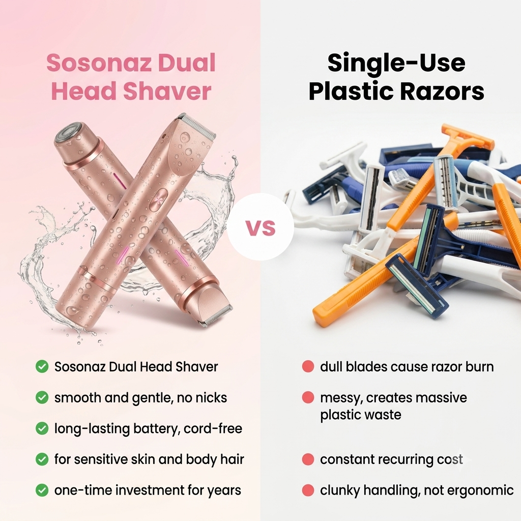 Dual-head Sosonaz shaver bys-store-3276548-403400 with ergonomic handle and sleek design, suitable for close grooming.
