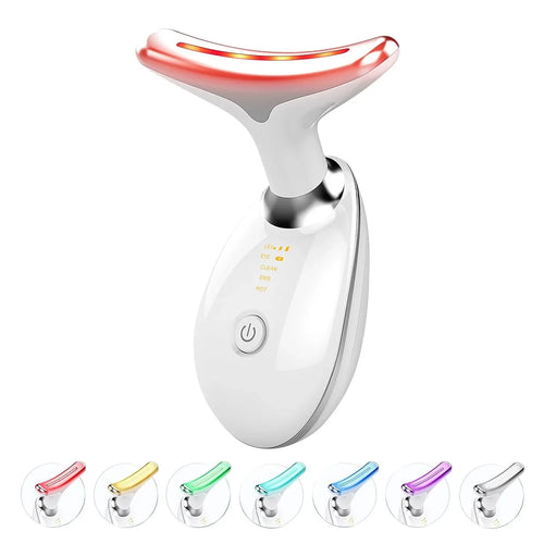 ByS Store 7-color LED face and neck lifting massager with EMS, photon therapy, skin tightening, anti-wrinkle, and double chin removal.