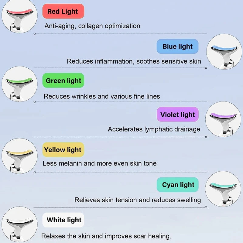ByS-store 7 color EMS neck face lifter massager with LED photon therapy for skin tightening and anti-wrinkle treatment.