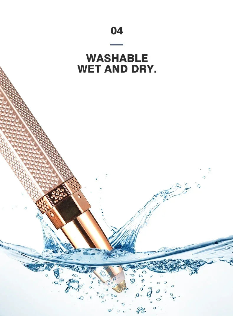 Electric facial hair removal epilator for eyebrows, lips, bikini, and body, designed for painless, sensitive area grooming.