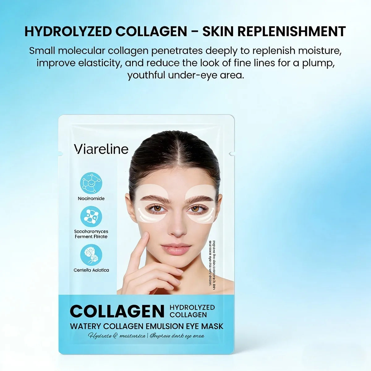 Hydrating collagen eye patches bys-store for reducing fine lines, dark circles, and firming soft, smooth eye contour skin.