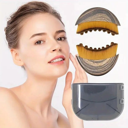 Portable dry facial brush with soft bristles for lymphatic massage and gentle exfoliation, ideal for face sculpting and home spa use.