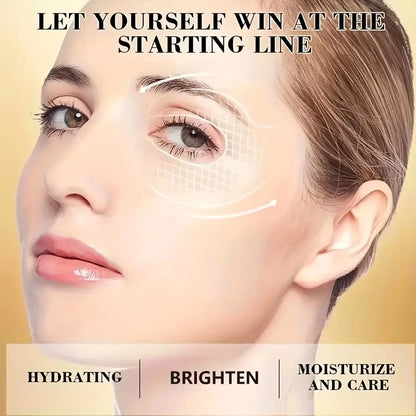 Hydrating collagen eye mask patches with hyaluronic acid for firming, lifting, and reducing fine lines and puffiness around the eyes.