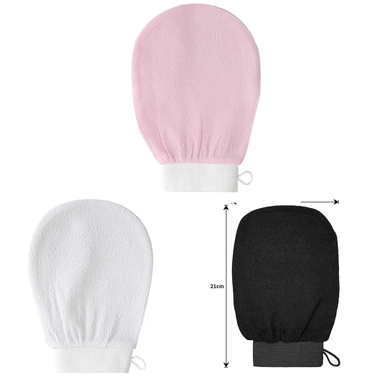SosoNaz Exfoliating Gloves in black, textured for gentle skin exfoliation, designed for smooth and refreshed skin.