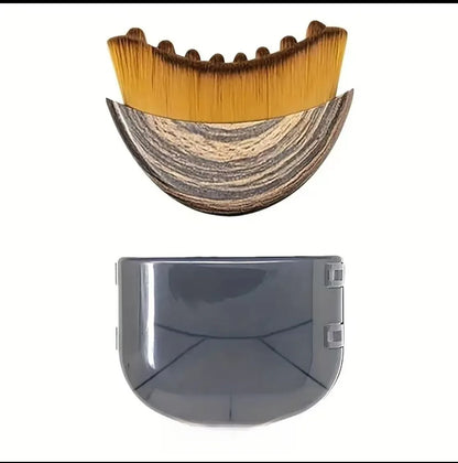 Portable dry facial brush with soft bristles, contoured design, and gentle exfoliation for face sculpting and lymphatic massage.