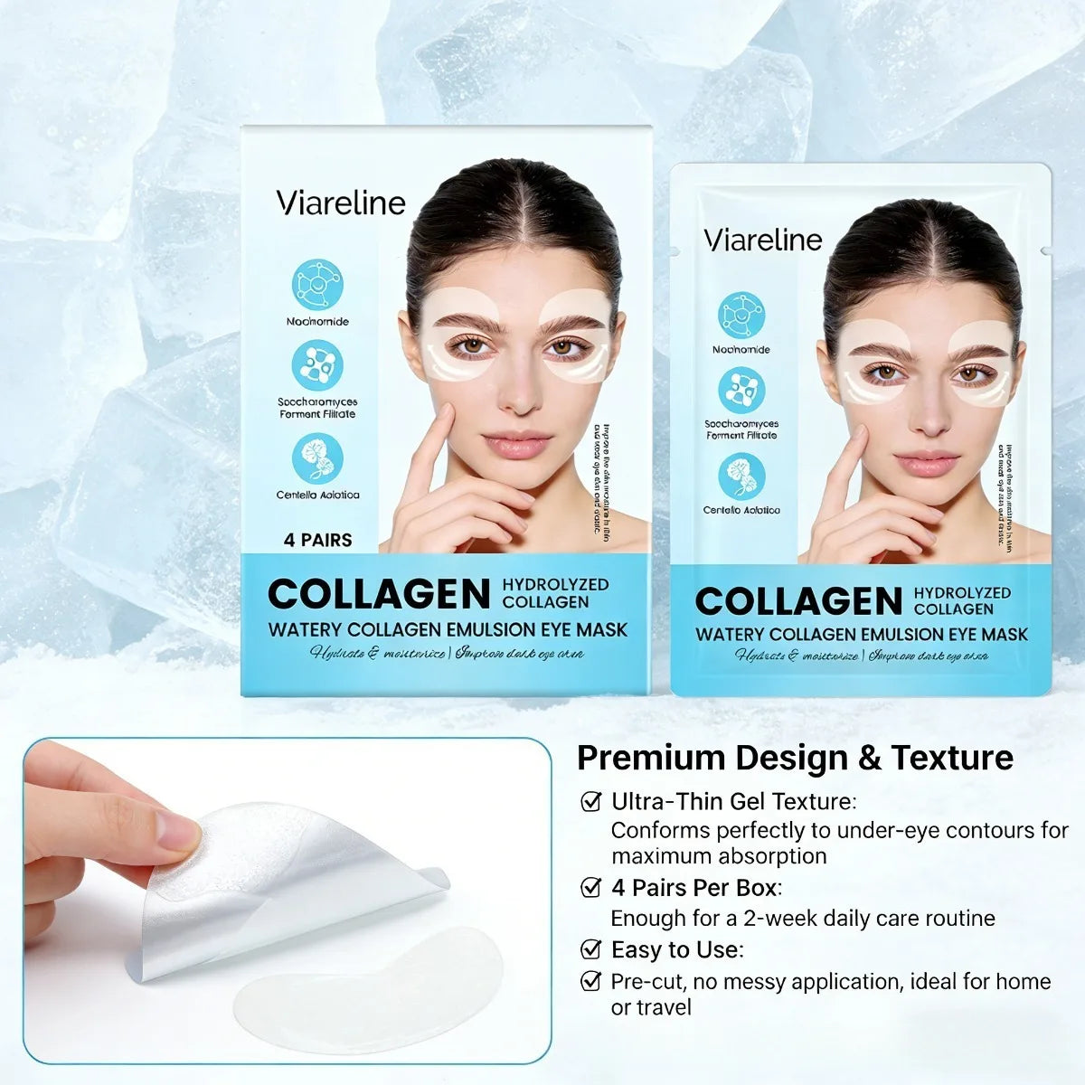 Hydrating collagen eye patches bys-store with soft, smooth eye contour skin, reducing fine lines and dark circles.