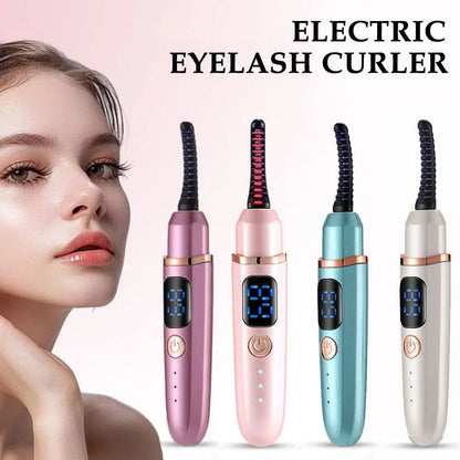 Electric heated eyelash curler SOSO LASH WAND bys-store-3276548-403400, showing the sleek, black curved device in use.