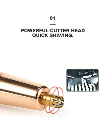 Electric facial hair removal epilator bys-store with a compact design for painless eyebrow, lip, bikini, and body hair removal.