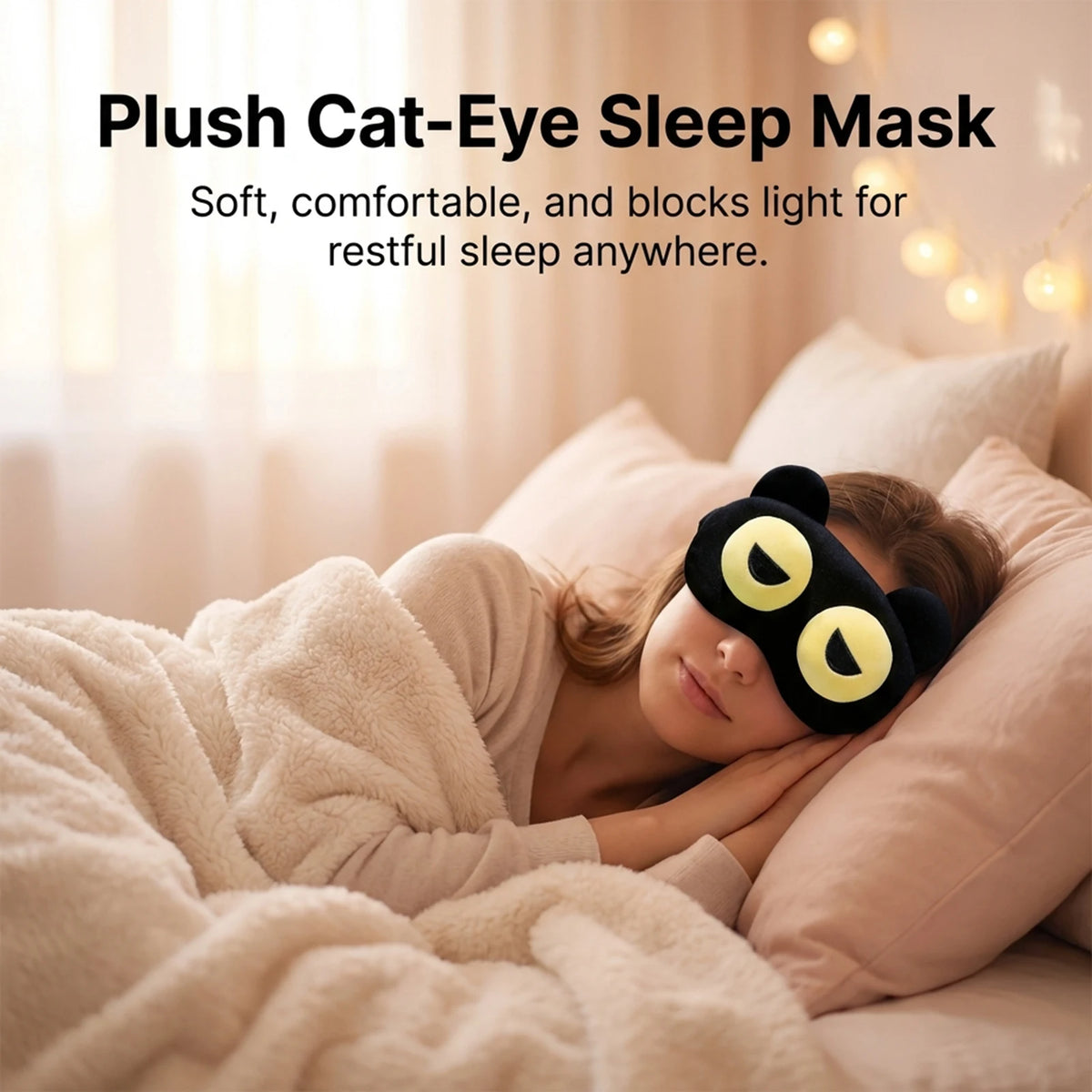 SOSONAZ cute sleep eye mask for children and students, breathable warm compress for soothing eye fatigue and comfortable sleep.