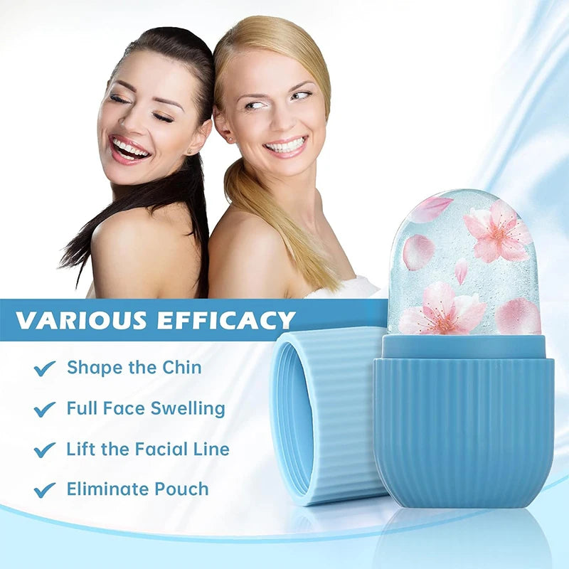 Silicone ice facial roller by SOSO ICE LIFT™ with contoured design for facial contouring and cooling skincare benefits.