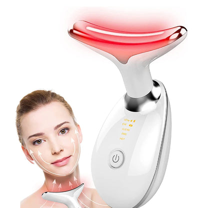 7-color LED Ems neck face lifter massager for skin tightening, anti-wrinkle therapy, and double chin reduction.
