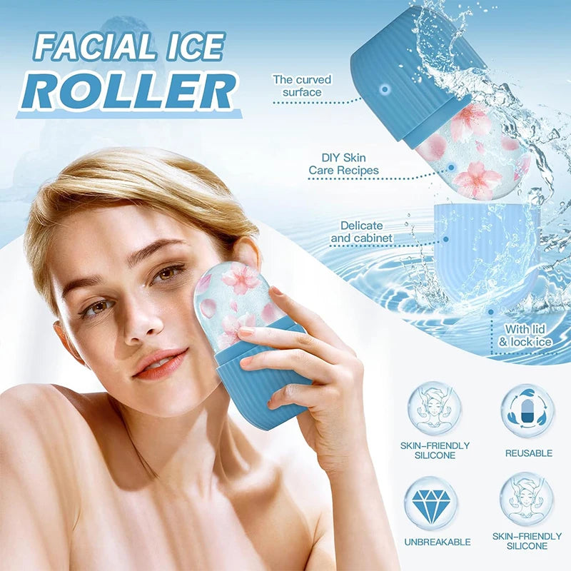 Silicone ice facial roller by SOSO ICE LIFT™ for contouring, cooling, and skin soothing with a sleek design.
