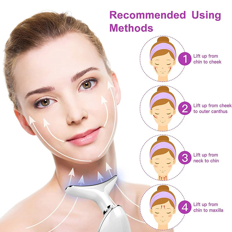 ByS Face and Neck Lifter device with LED photon therapy, showing the sleek design and control panel for skin tightening and anti-wrinkle treatment.