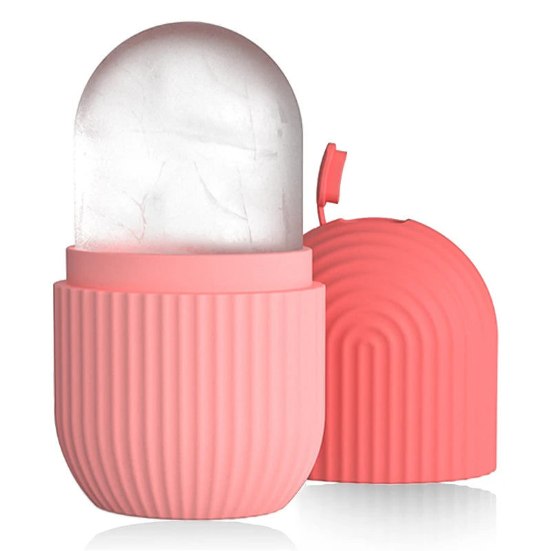 Silicone ice facial roller and contouring tool by SOSO ICE LIFT™, designed for skin cooling and facial contouring.