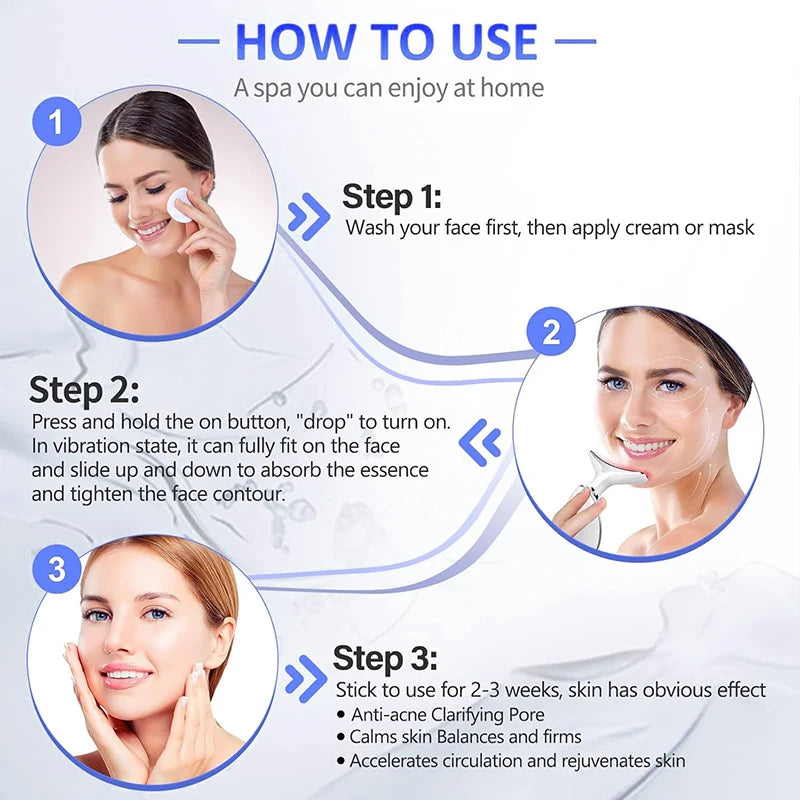 ByS Store 7-color LED neck face lifter massager with EMS, photon therapy, skin tightening, anti-wrinkle, and double chin removal.