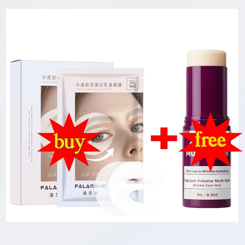 Hydrating collagen eye mask patches with hyaluronic acid for firming, lifting, and reducing puffiness around the eyes.