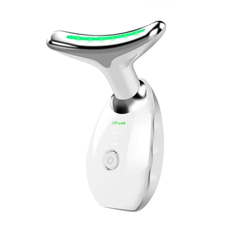 ByS Store 7-color Ems Neck Face Lifter device with LED photon therapy for skin tightening and anti-wrinkle treatment.