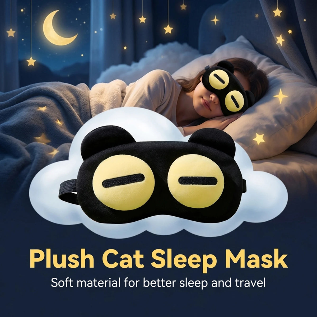 SOSONAZ cute sleep eye mask for children and students, breathable warm compress for soothing eye fatigue and comfortable sleep.