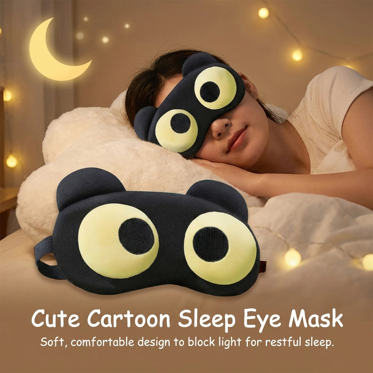 SOSONAZ cute sleep eye mask for children and students, breathable, warm compress for soothing eye fatigue and comfortable sleep.