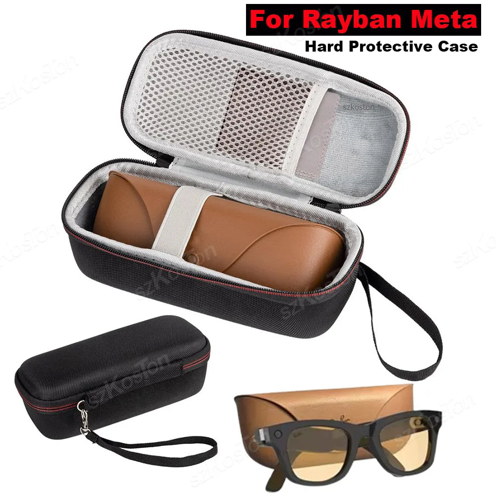 SOSONAZ Rayban Meta smart glasses hard protective case for Wayfarer, Skyler, Headliner sunglasses, portable eyewear storage box